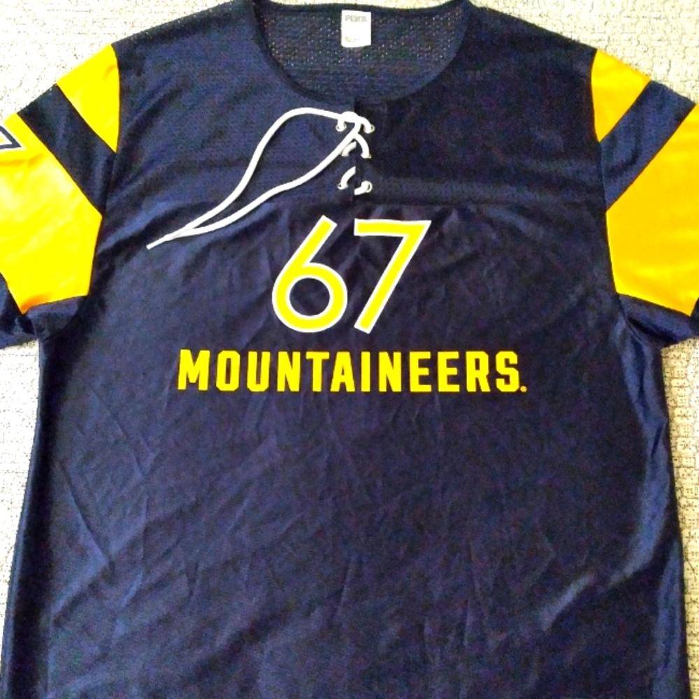 PINK by Victoria Secret WV Mountaineers jersey style top size large